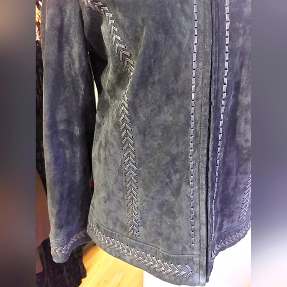 SOLD Black Suede Leather Blazer In Perfect Condition - Medium - Picture 4 of 8